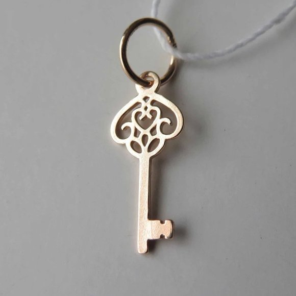 Key Rose Gold Plated Sterling Silver Pendant Charm - Picture 6 of 13